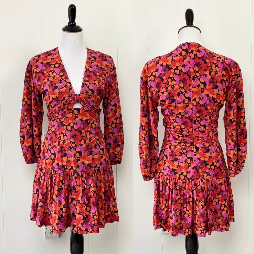 Derek Lam Talia Floral Babydoll Cutout Dress - Picture 2 of 16